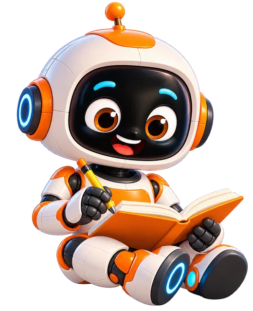 K ACADEMY robot reading a book